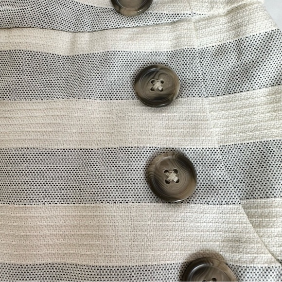 Ann Taylor Striped Light Blue and Cream Skirt with Button Detail - Picture 4 of 9